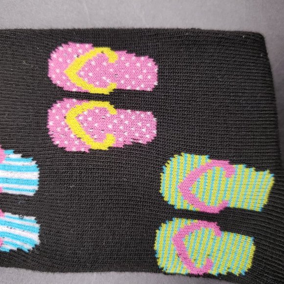 Womens Crew Socks Beach Flip Flop Novelty Soft 2 PAIRS Fun Socks Foozys - Picture 3 of 7